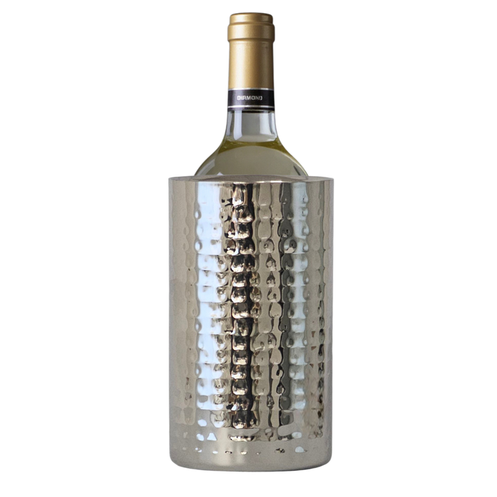 AURANACS® Santorini | Stainless steel wine cooler | Elegant champagne cooler with mirror-polished &amp; hammered surface | Double-walled insulated champagne cooler | Ø 12 cm | For restaurants &amp; at home