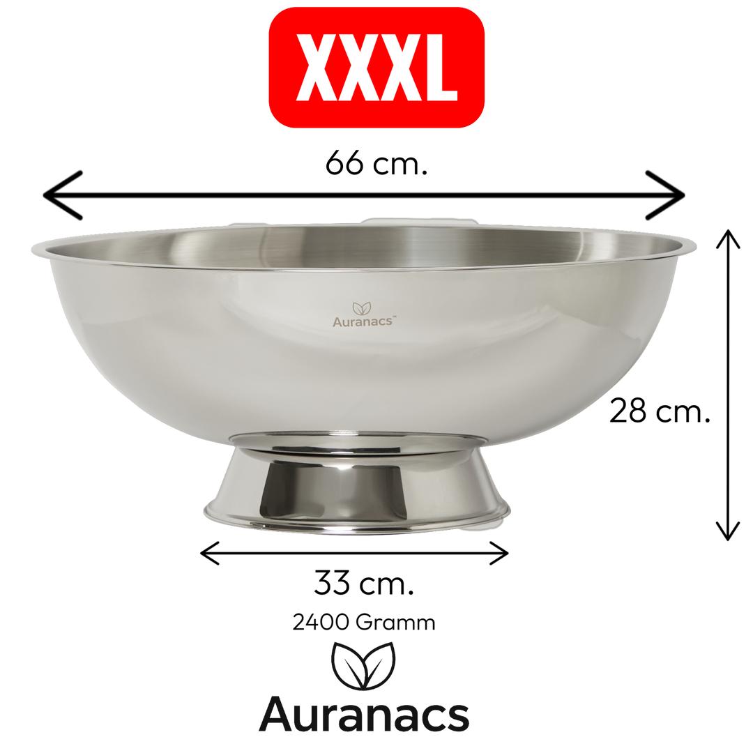 AURANACS® Maximus | Imperial stainless steel XXL bowl | Mirror-polished drinks cooler bowl | Gigantic Ø 66 cm | For champagne, wine &amp; beer | The really big thing for barbecues, events &amp; galas