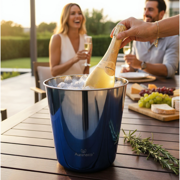 AURANACS® Venezia | Seau à vin en acier inoxydable | Seau à champagne élégant avec surface polie miroir | Seau à champagne sans poignées | Empilable pour un gain de place | Ø 20 cm | 460 g