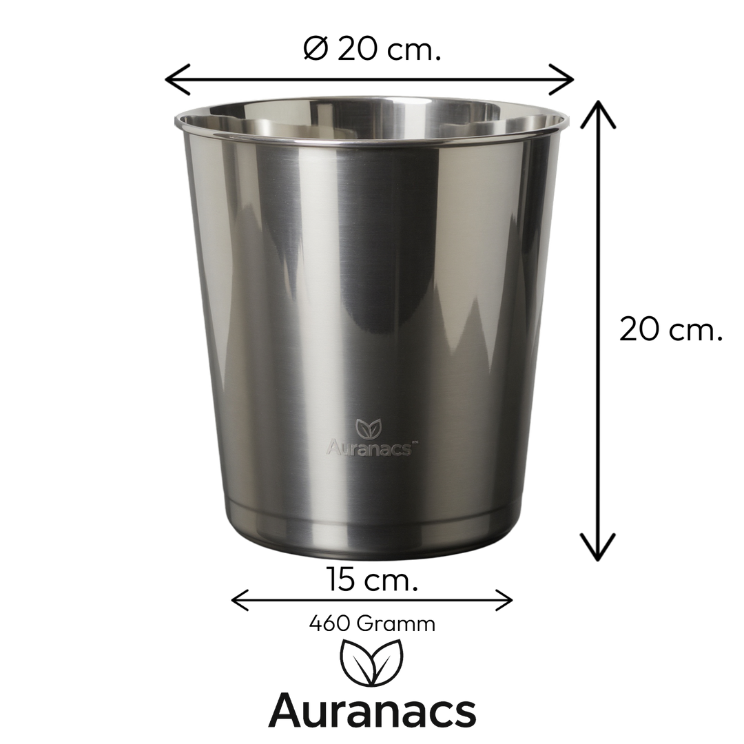 AURANACS® Venezia | Seau à vin en acier inoxydable | Seau à champagne élégant avec surface polie miroir | Seau à champagne sans poignées | Empilable pour un gain de place | Ø 20 cm | 460 g