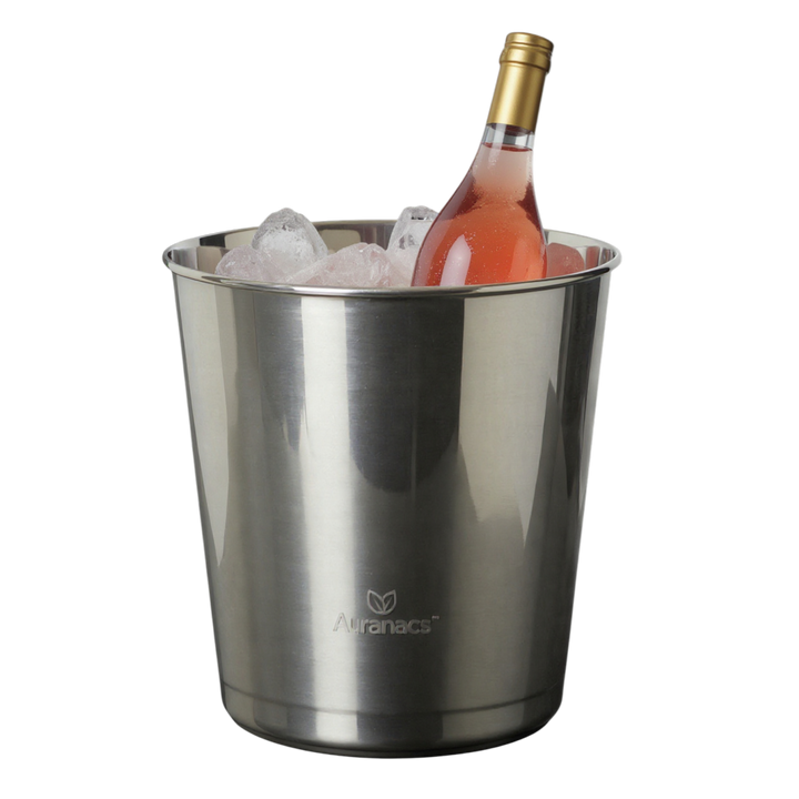 AURANACS® Venezia | Seau à vin en acier inoxydable | Seau à champagne élégant avec surface polie miroir | Seau à champagne sans poignées | Empilable pour un gain de place | Ø 20 cm | 460 g