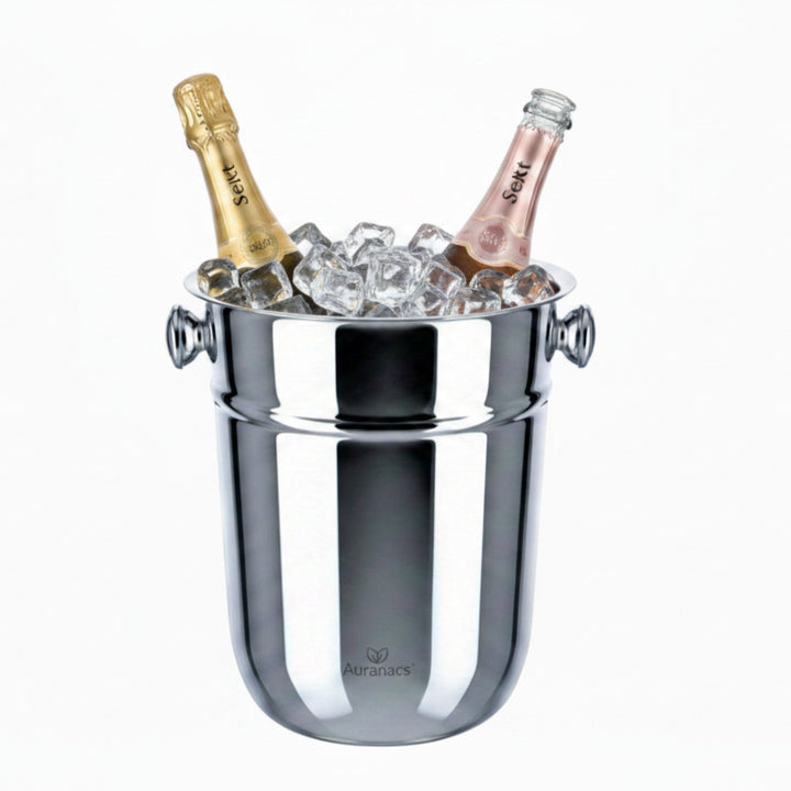 AURANACS® Bahia | Champagnerkühler aus Edelstahl | Eleganter Sektkühler, spiegelpolierte Oberfläche | Weinkühler mit 7,5L Fassungsvermögen