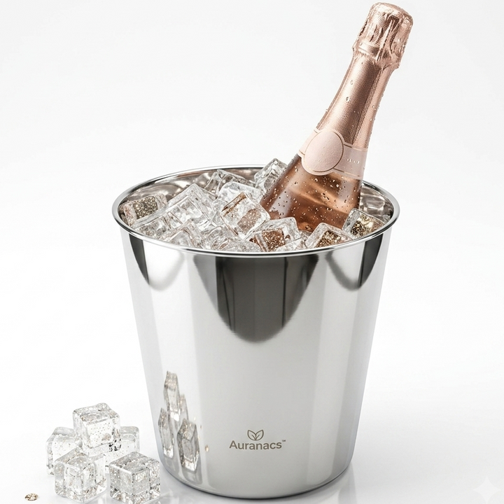 AURANACS® Venezia | Weinkühler aus Edelstahl | Eleganter Champagnerkühler mit Spiegelpolierter Oberfläche