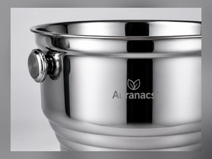 AURANACS® Majestic | Champagnerkühler aus spiegelpoliertem Edelstahl | Große Bowl für Champagner &amp; Wein | Ø 31 cm