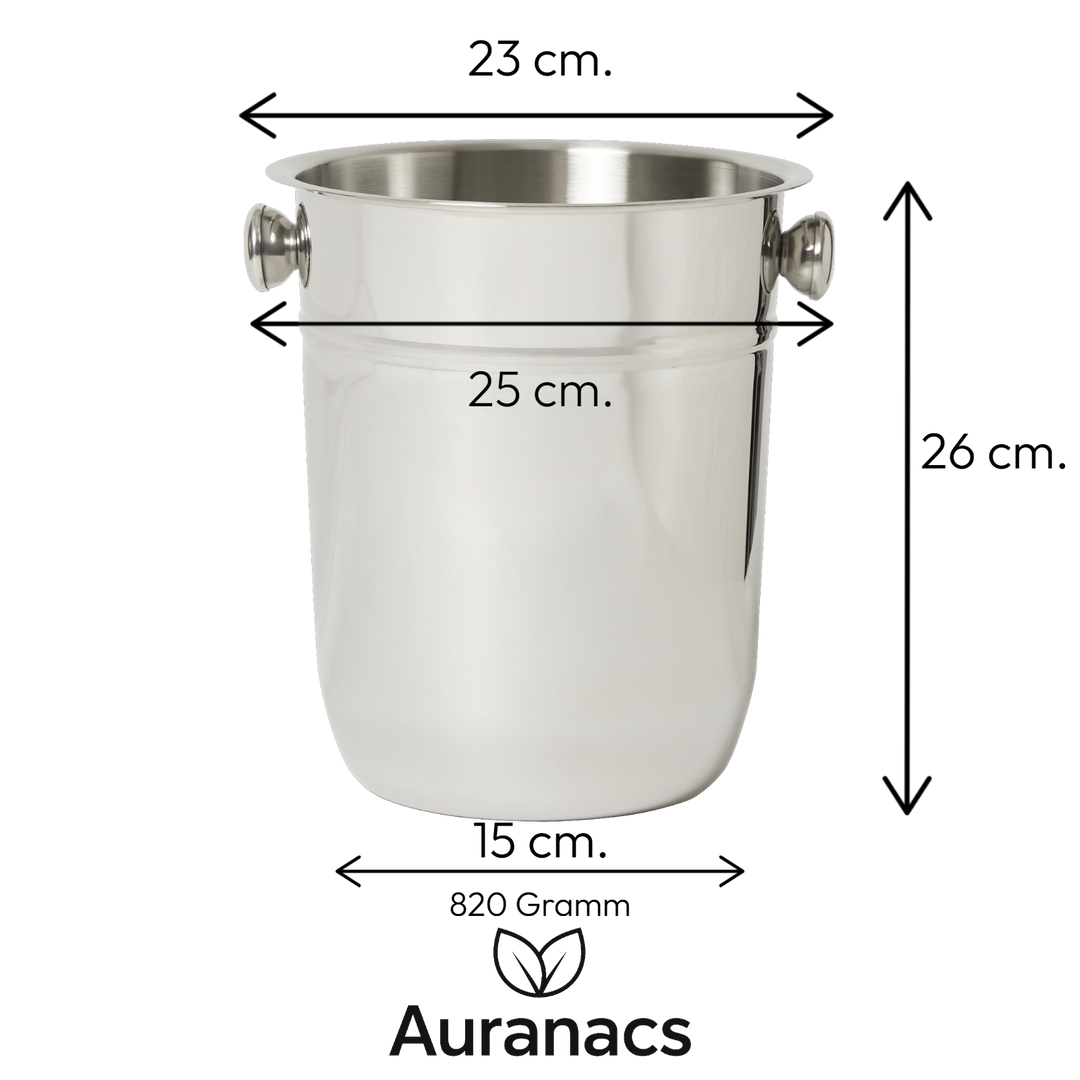 AURANACS® Bahia | Seau à champagne en acier inoxydable | Seau à champagne élégant, surface polie miroir | Seau à vin d&