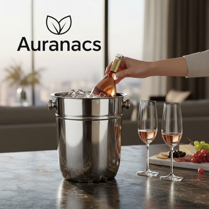 AURANACS® Bahia | Seau à champagne en acier inoxydable | Seau à champagne élégant, surface polie miroir | Seau à vin d&