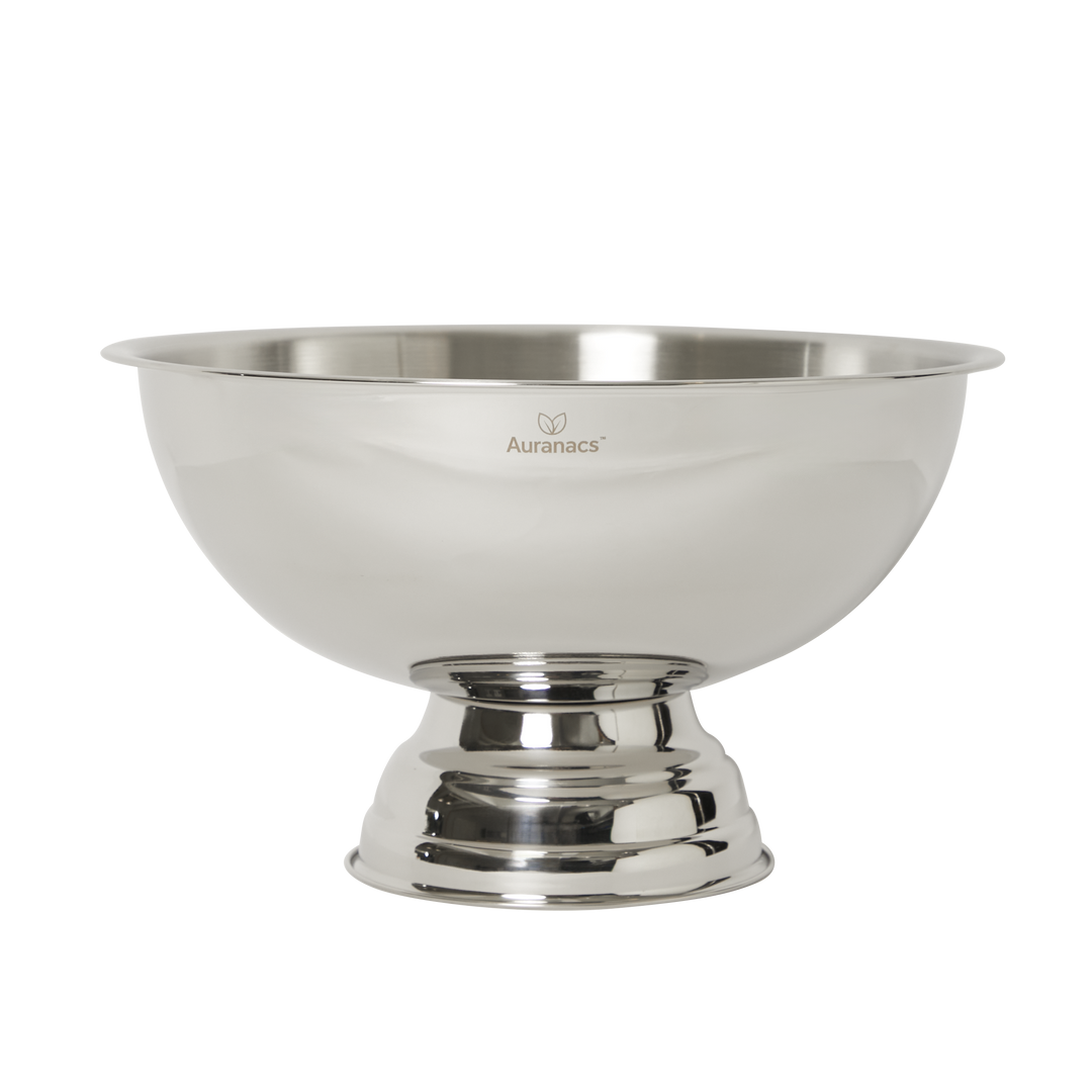 AURANACS® Sonoma | Stainless steel champagne bowl | Mirror-polished punch bowl with elegant base | Large champagne cooler Ø 40cm | Decorative drinks cooler for champagne &amp; wine | Perfect for parties &amp; events