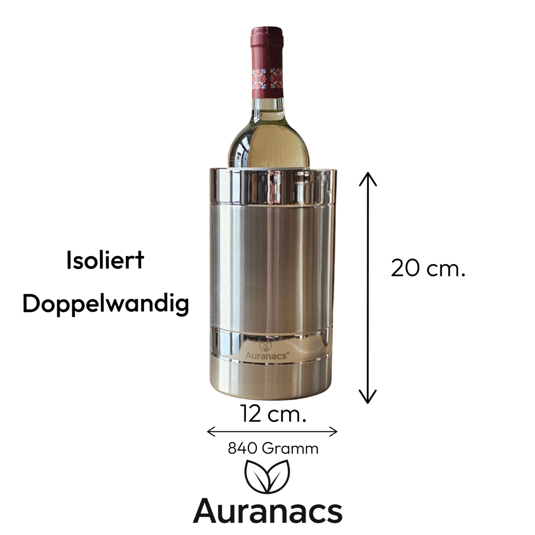 AURANACS® Chablis | Weinkühler aus Edelstahl | Eleganter Champagnerkühler mit gebürsteter Mitte &amp; spiegelpolierten Ringen
