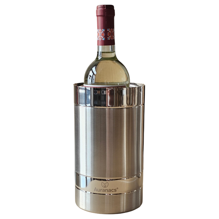 AURANACS® Chablis | Weinkühler aus Edelstahl | Eleganter Champagnerkühler mit gebürsteter Mitte &amp; spiegelpolierten Ringen