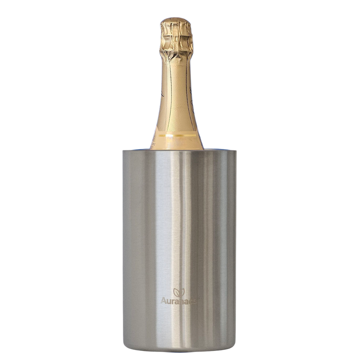 AURANACS® Alsace | Seau à bouteilles en acier inoxydable brossé mat | Seau à vin à double paroi avec isolation | Seau à champagne élégant | Seau à champagne Ø 12 cm | Idéal pour les fêtes, les restaurants & la maison
