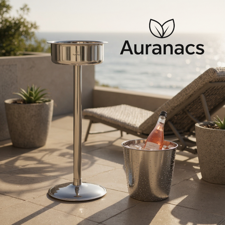 AURANACS® Paris | Champagnerkühlerständer aus Edelstahl | Spiegelpoliert | Ideal für Bar, Lounge &amp; Fine Dining